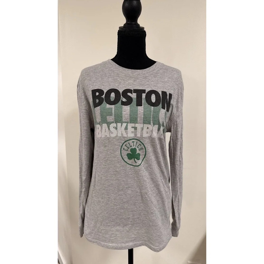 UNK Boston Celtics NBA Basketball Long Sleeve Shirt Gray Size S